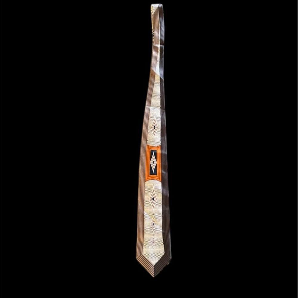 Brown and Orange Geometric Men's Tie John Blair